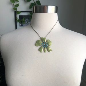 Green & Blue Flower Pendant Necklace